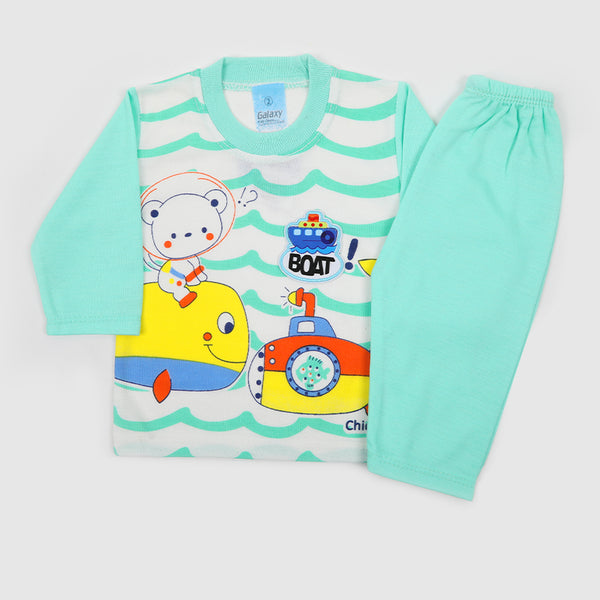 Newborn Boys Full Sleeves Suit - Cyan