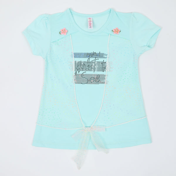Girls Western Top - Cyan, Girls Tops, Chase Value, Chase Value