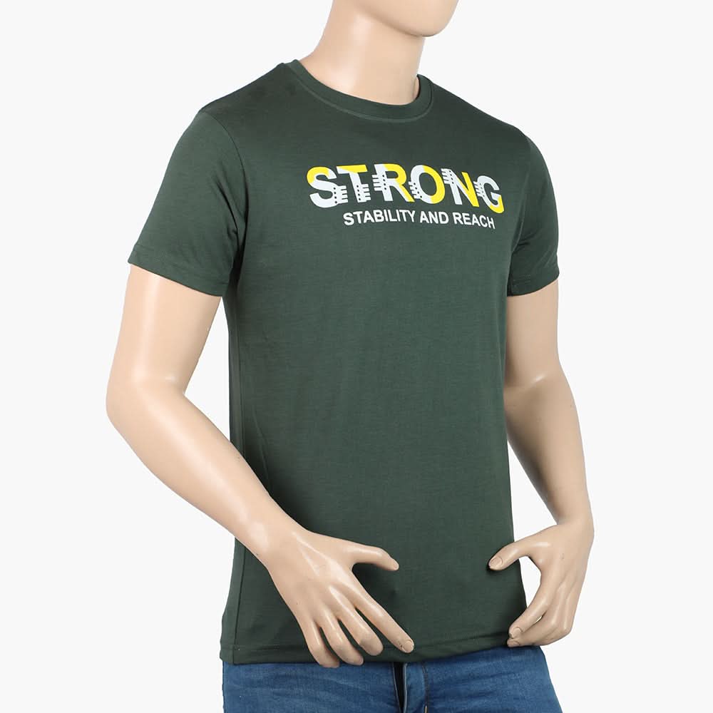 Men's Round Neck Half Sleeves T-Shirt - Olive Green, Men's T-Shirts & Polos, Chase Value, Chase Value