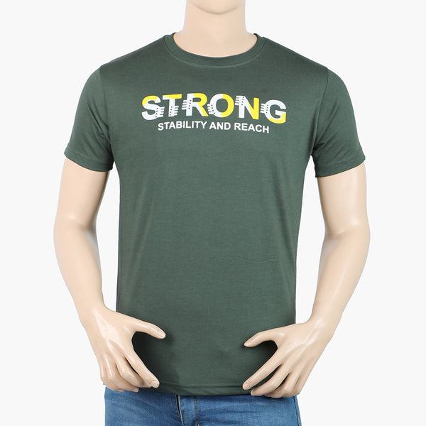 Men's Round Neck Half Sleeves T-Shirt - Olive Green