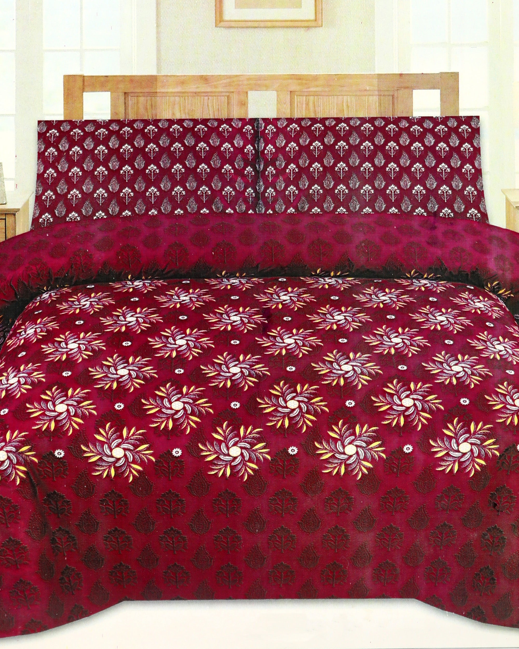 Valuables Printed King Bed Sheet Set - 90 x 95 Inch