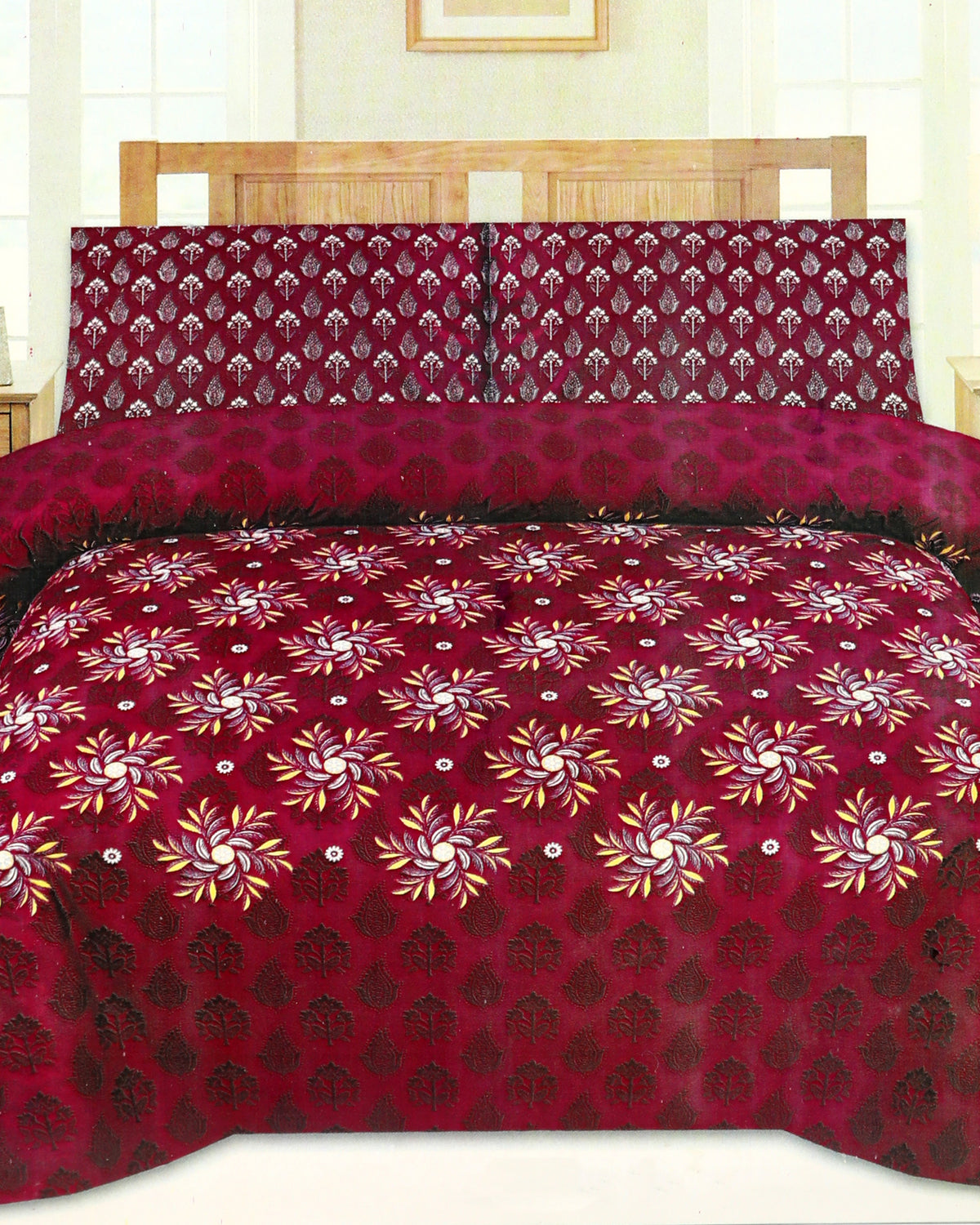 Valuables Printed King Bed Sheet Set - 90 x 95 Inch