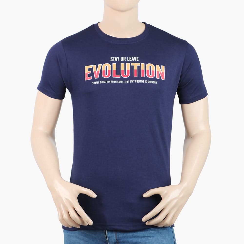 Men's Round Neck Half Sleeves T-Shirt - Navy Blue, Men's T-Shirts & Polos, Chase Value, Chase Value