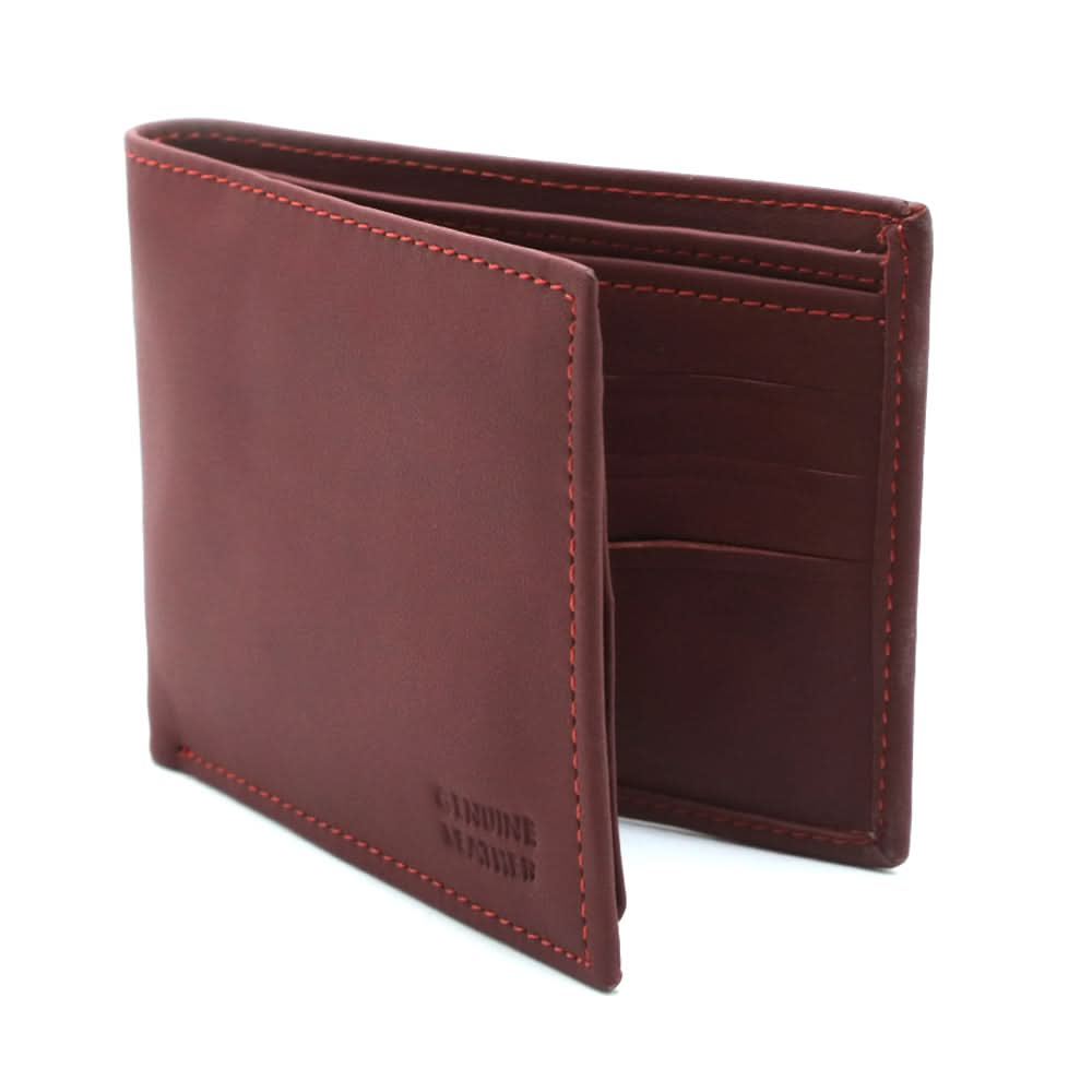Men's Milled Leather D-size Wallet - Maroon, Men's Wallets, Chase Value, Chase Value