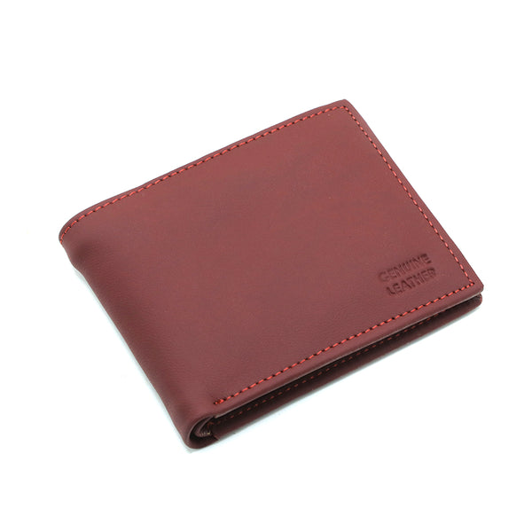 Men's Milled Leather D-size Wallet - Maroon