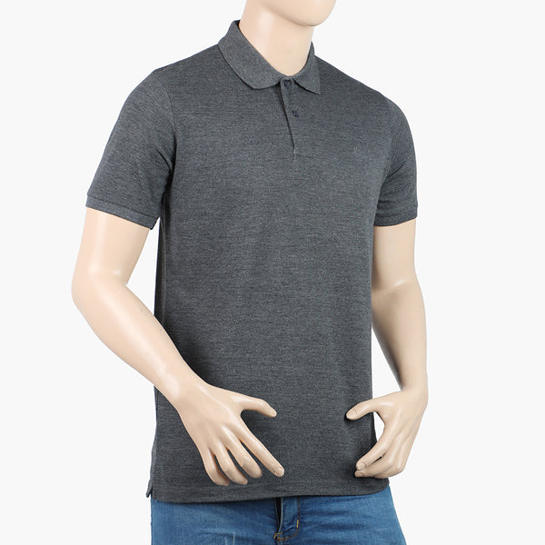 Mens Valuable Basic Polo HS T-Shirt Logo - Charcoal