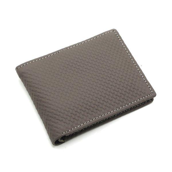 Men's Milled Leather D-size Wallet - Grey