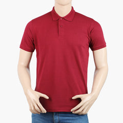 Mens Valuable Basic Polo HS T-Shirt Logo - Maroon