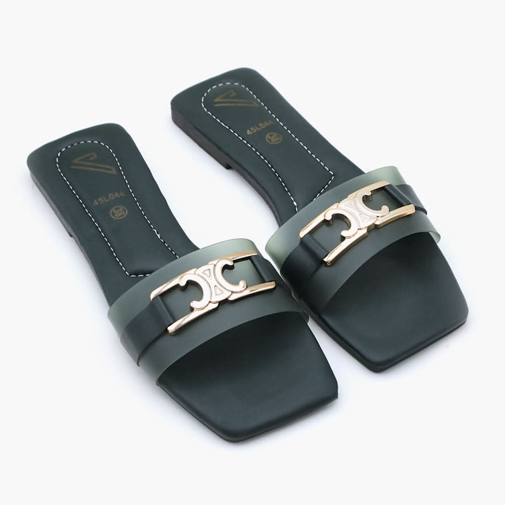 Valuable Open-Toe Slipper - Green, Women Slippers, Chase Value, Chase Value