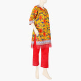 Women's Printed Lawn 2Pcs Suit - Mustard, Women Shalwar Suits, Chase Value, Chase Value