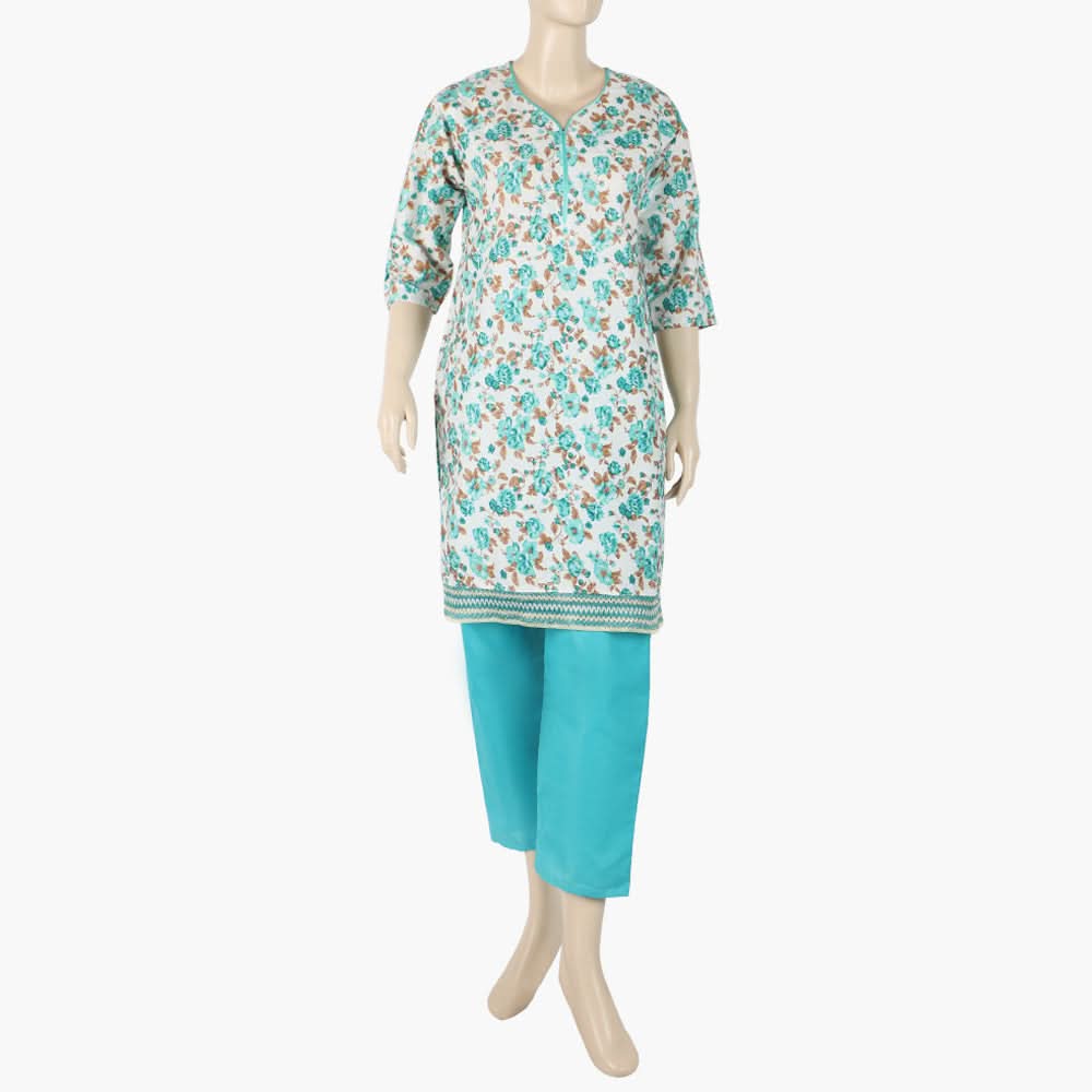 Women's Printed Lawn 2Pcs Suit - Cyan, Women Shalwar Suits, Chase Value, Chase Value