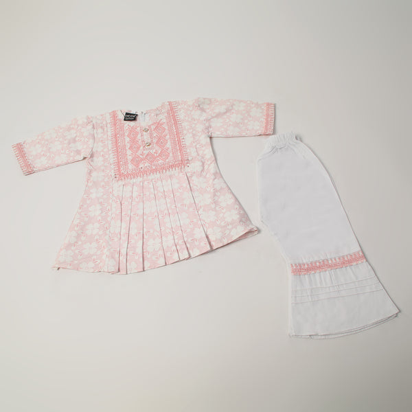 Girls Embroidered Shalwar Suit - Pink