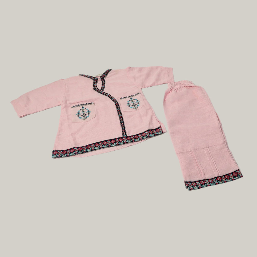 Girls Embroidered Shalwar Suit - Pink, Girls Shalwar Kameez, Chase Value, Chase Value