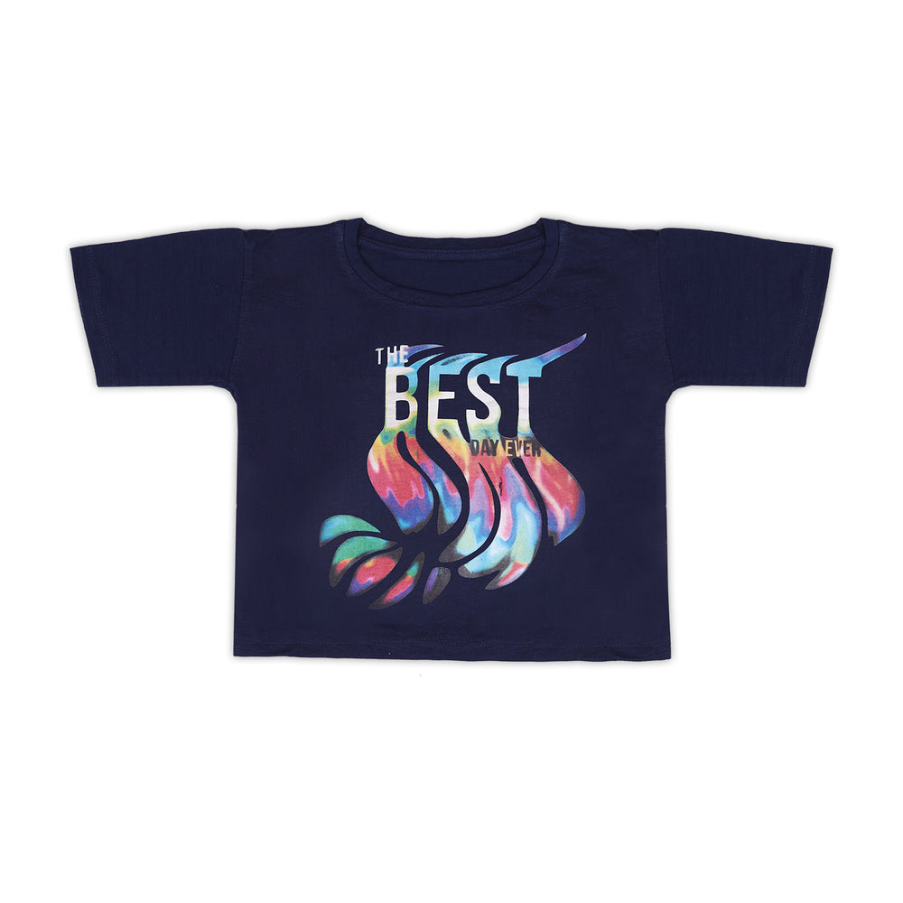 Eminent Girls Half Sleeves T-Shirt - Mid Blue, Girls T-Shirts, Eminent, Chase Value