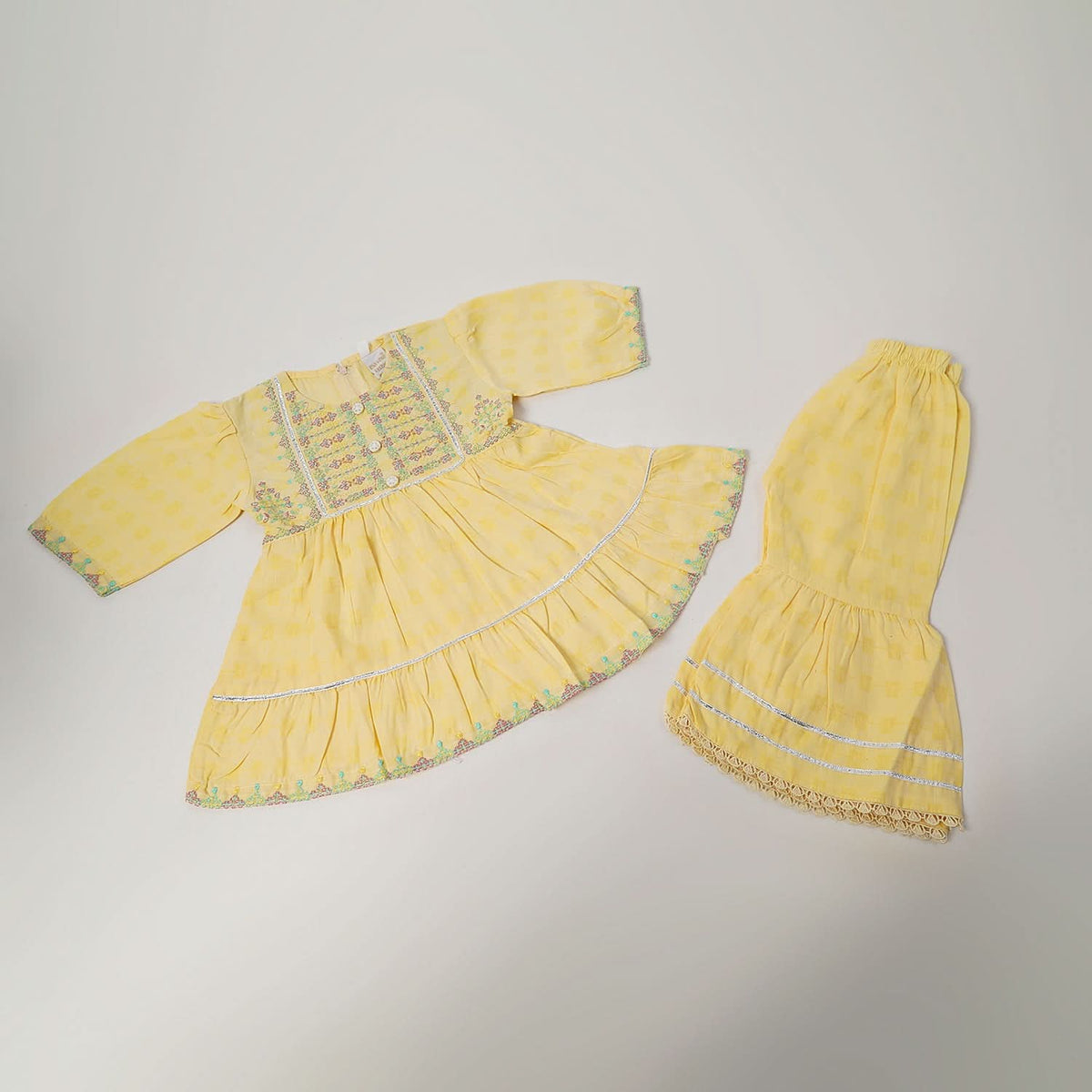 Girls Embroidered Shalwar Suit - Yellow, Girls Shalwar Kameez, Chase Value, Chase Value