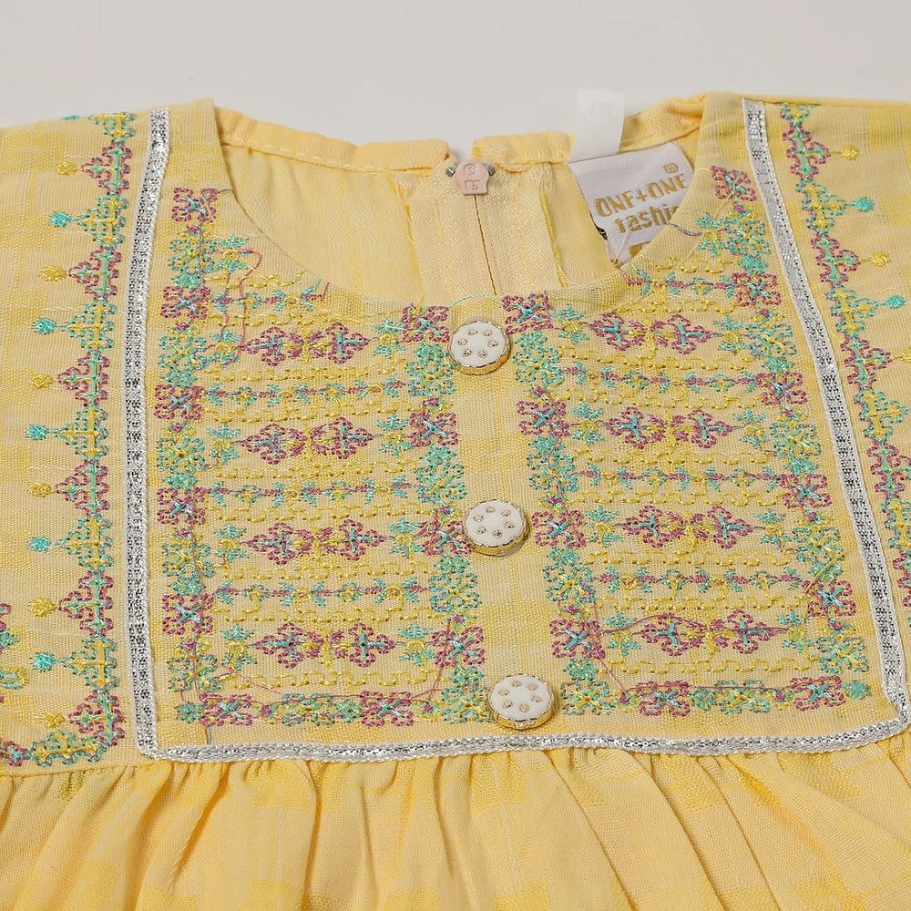 Girls Embroidered Shalwar Suit - Yellow, Girls Shalwar Kameez, Chase Value, Chase Value