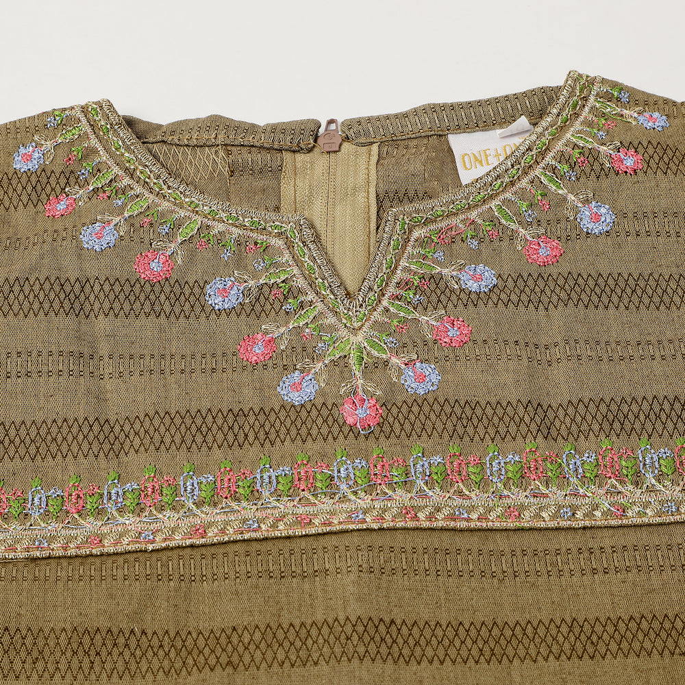 Girls  Embroidered Shalwar Suit - Olive Green, Girls Shalwar Kameez, Chase Value, Chase Value