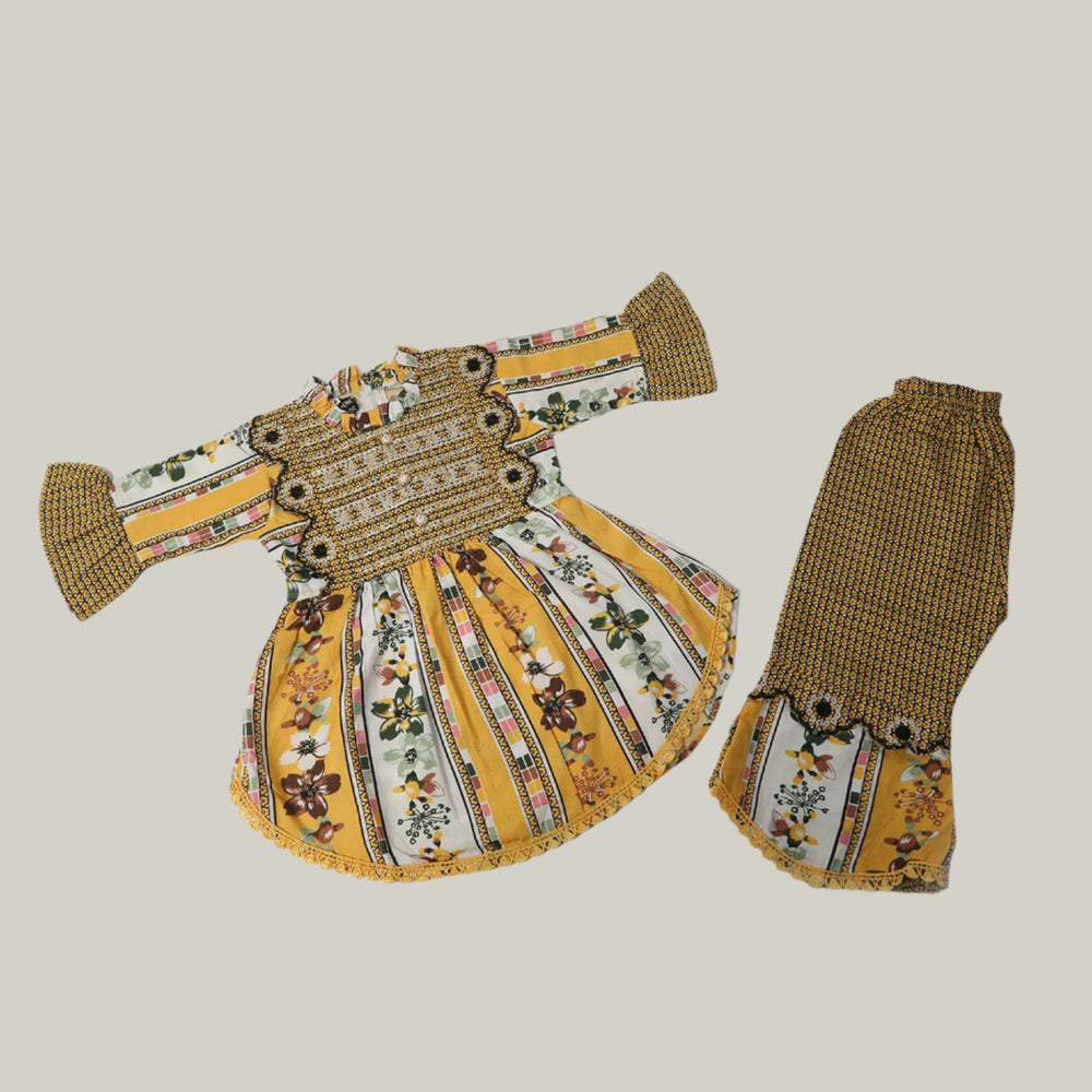 Girls Embroidered Shalwar Suit - Yellow, Girls Shalwar Kameez, Chase Value, Chase Value