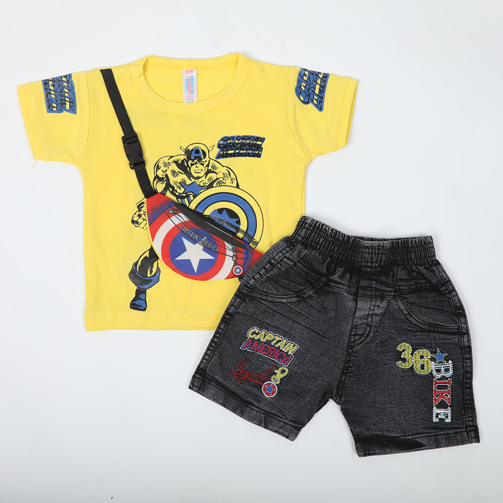 Newborn Boys Half Sleeves Suit - Yellow, Newborn Boys Sets & Suits, Chase Value, Chase Value