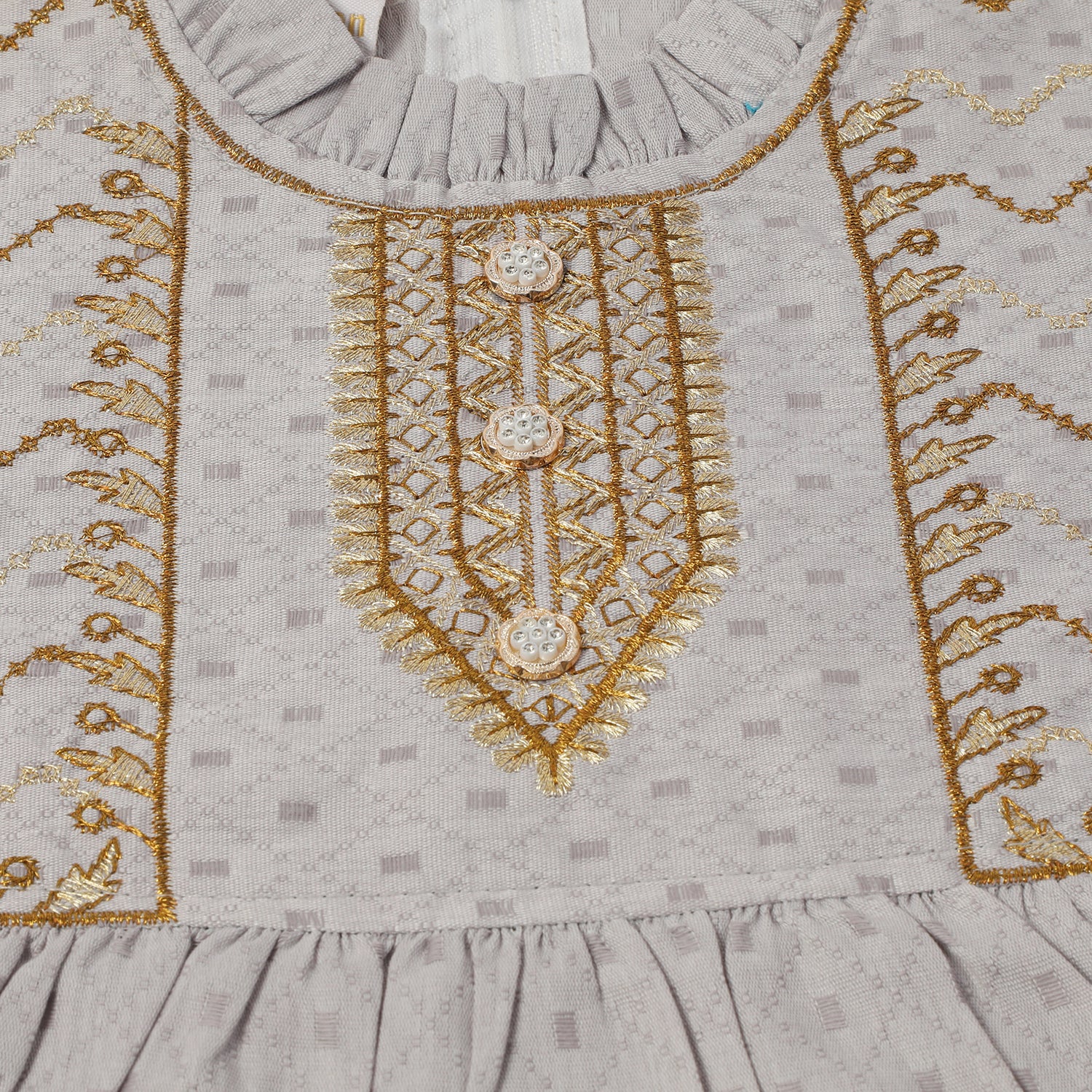 Girls  Embroidered Shalwar Suit - Light Grey, Girls Shalwar Kameez, Chase Value, Chase Value