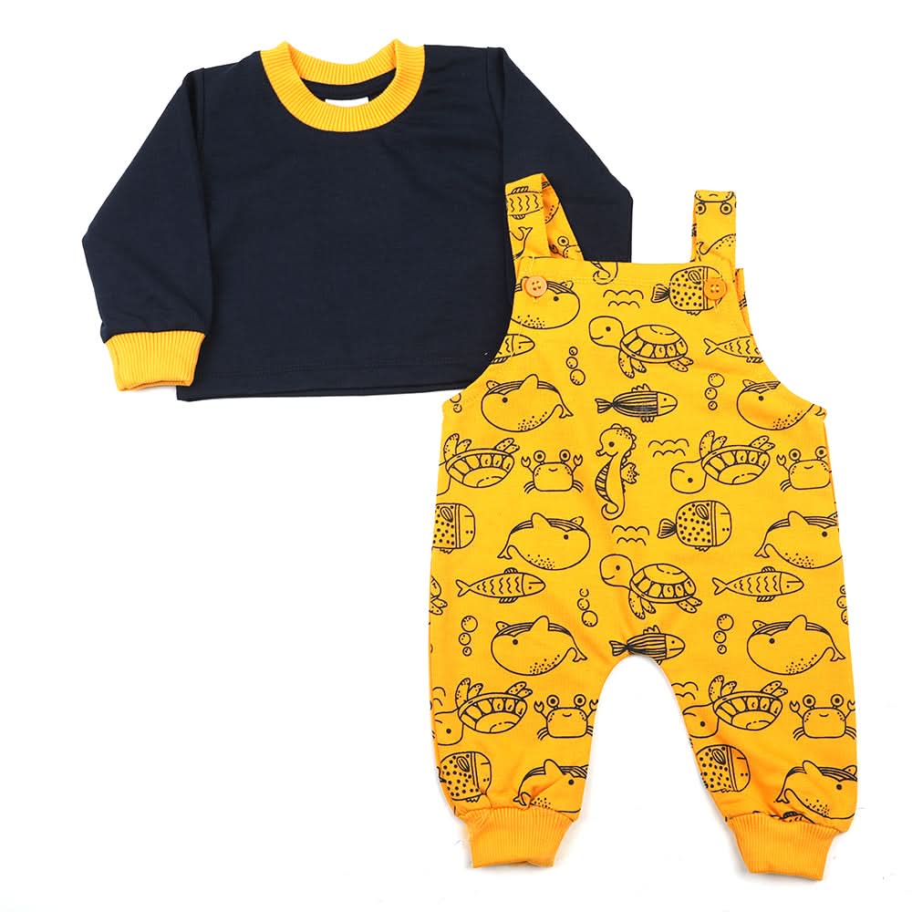 Newborn Boys Full Sleeves Romper - Mustard, Newborn Boys Rompers, Chase Value, Chase Value