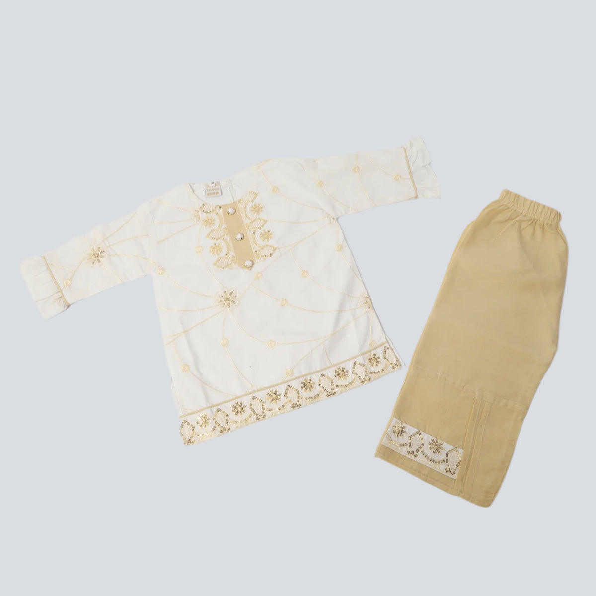 Girls Embroidered Shalwar Suit - White, Girls Shalwar Kameez, Chase Value, Chase Value