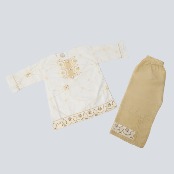 Girls Embroidered Shalwar Suit - White