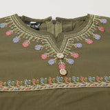 Girls Embroidered Shalwar Suit - Olive Green, Girls Shalwar Kameez, Chase Value, Chase Value