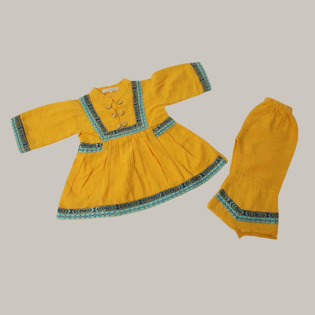 Girls Embroidered Shalwar Suit - Yellow, Girls Shalwar Kameez, Chase Value, Chase Value