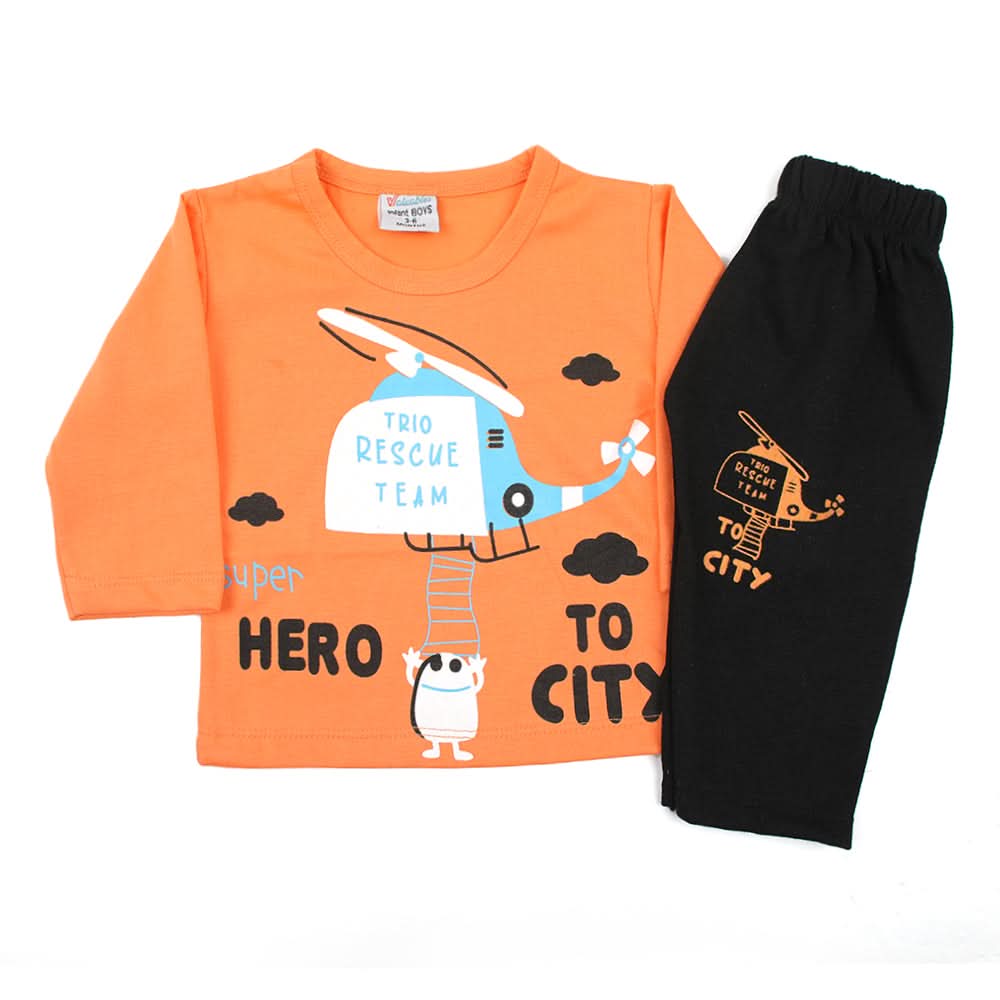 Newborn Boys Full Sleeves 2pcs Suit - Orange, Newborn Boys Sets & Suits, Chase Value, Chase Value