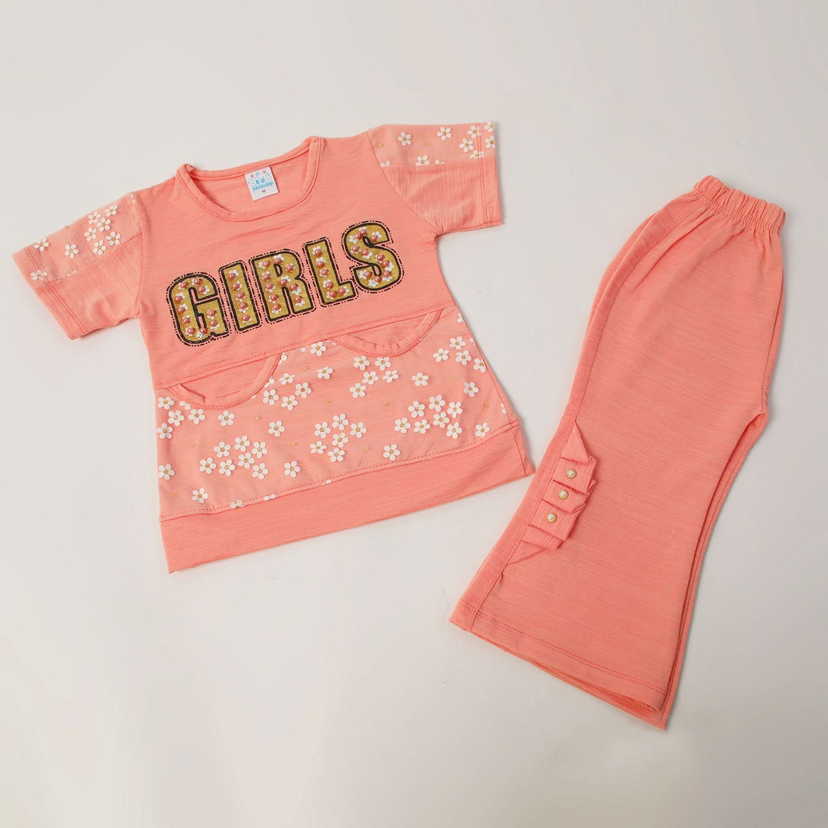Girls Tight Half Sleeves Suit - Peach, Girls Suits, Chase Value, Chase Value