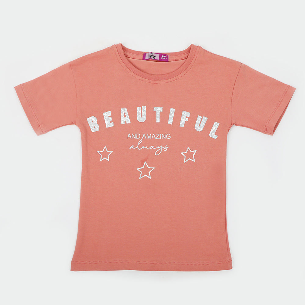 Eminent Girls Half Sleeves T-Shirt - Tea Pink, Girls T-Shirts, Eminent, Chase Value