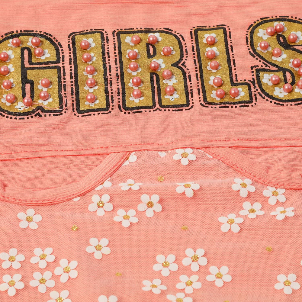 Girls Tight Half Sleeves Suit - Peach, Girls Suits, Chase Value, Chase Value