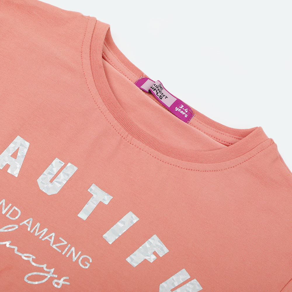 Eminent Girls Half Sleeves T-Shirt - Tea Pink, Girls T-Shirts, Eminent, Chase Value
