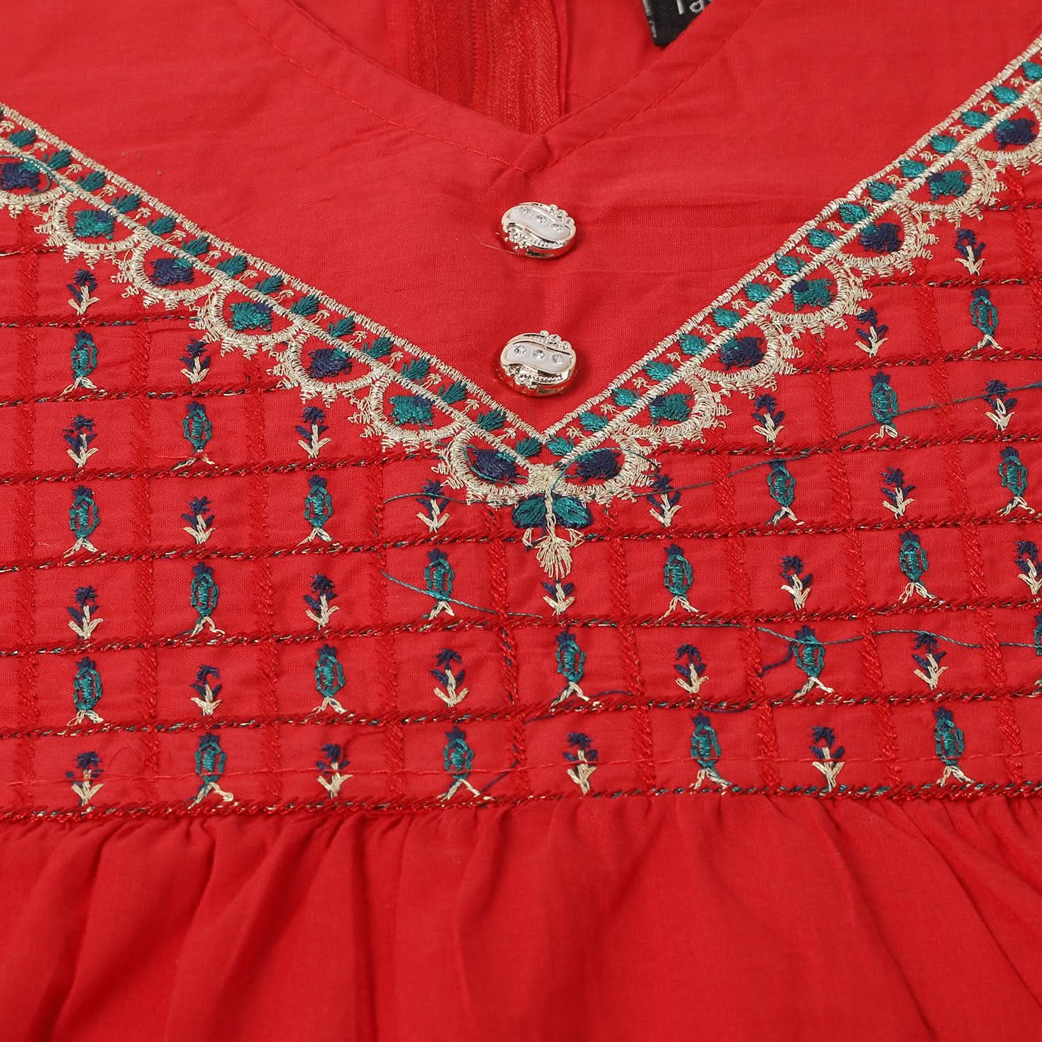 Girls Embroidered Shalwar Suit - Red, Girls Shalwar Kameez, Chase Value, Chase Value
