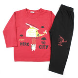 Boys Full Sleeves Pajama Suit - Dark Pink, Boys Sets & Suits, Chase Value, Chase Value