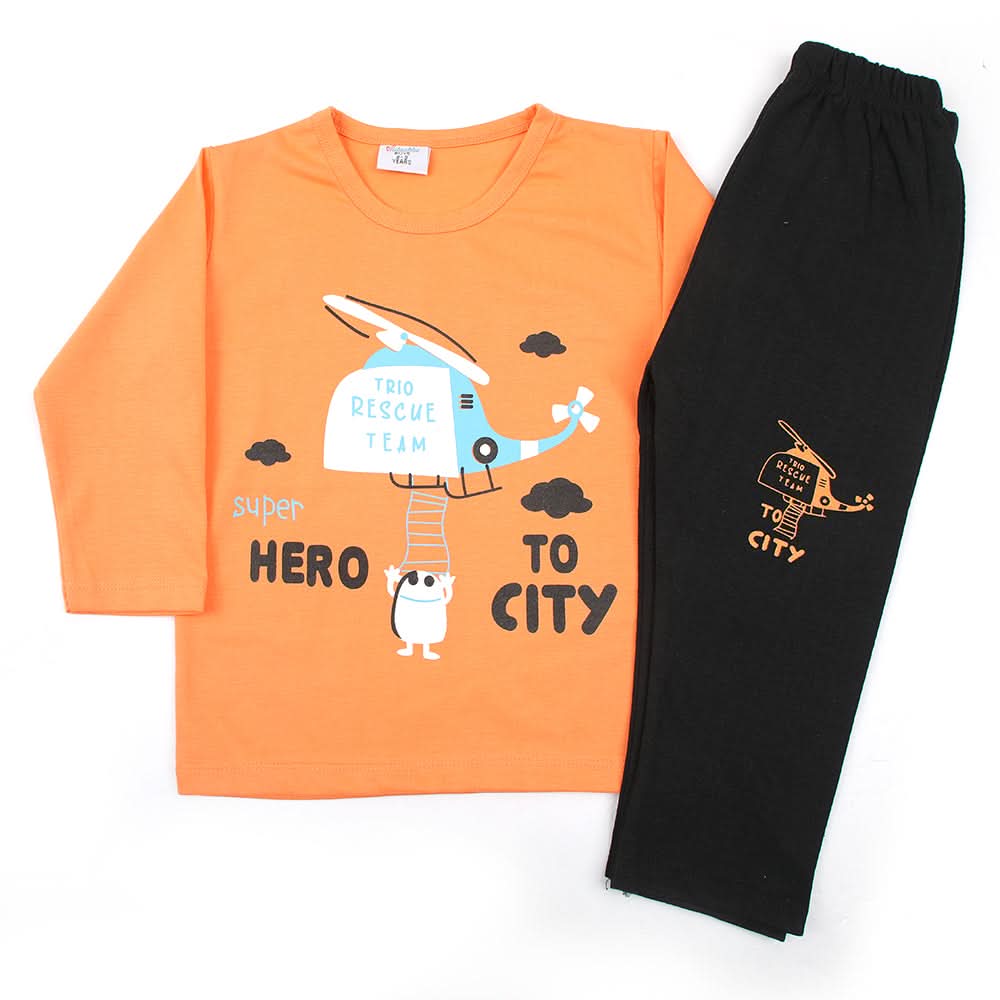 Boys Full Sleeves Pajama Suit - Orange, Boys Sets & Suits, Chase Value, Chase Value