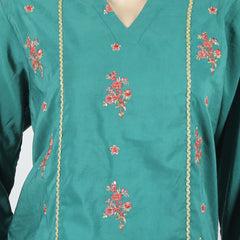 Women's Embroidered Kurti - Teal, Women Ready Kurtis, Chase Value, Chase Value