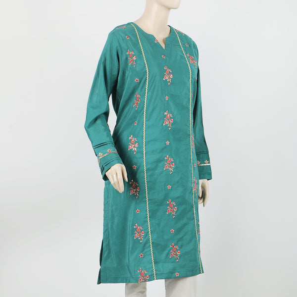 Women's Embroidered Kurti - Teal, Women Ready Kurtis, Chase Value, Chase Value