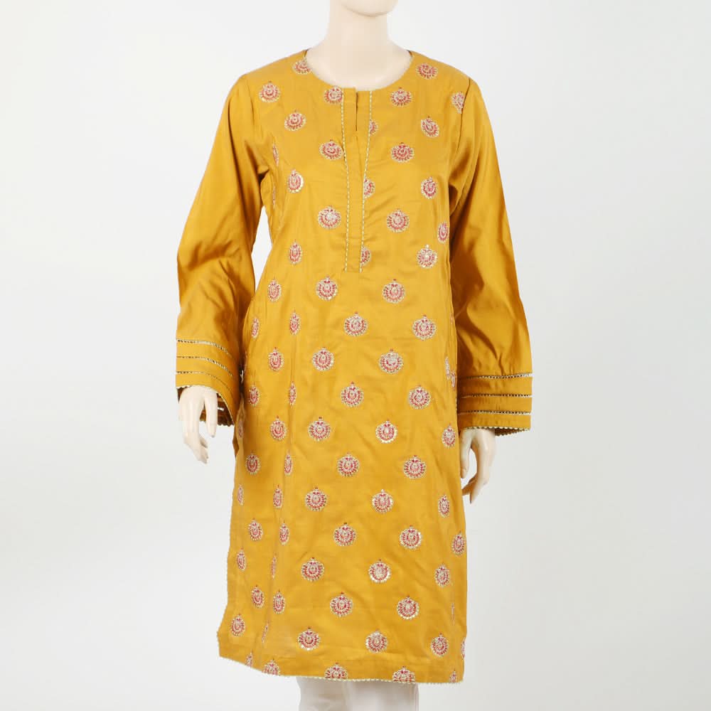 Women's Embroidered Kurti - Yellow, Women Ready Kurtis, Chase Value, Chase Value