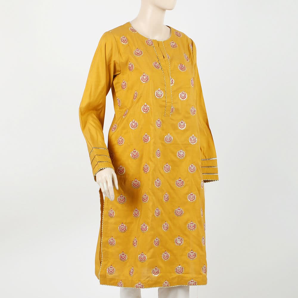 Women's Embroidered Kurti - Yellow, Women Ready Kurtis, Chase Value, Chase Value