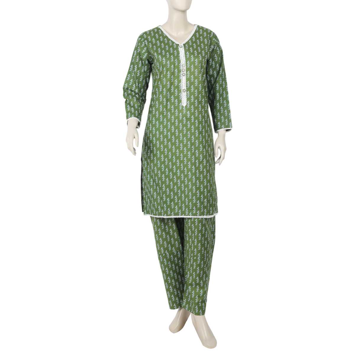 Women's Khaddar 2pcs Stitched Suit - Green, Women Shalwar Suits, Chase Value, Chase Value