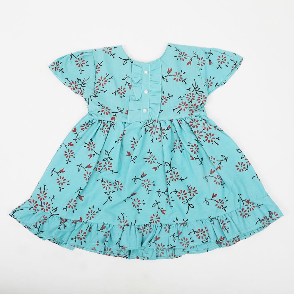 Girls Printed Frock - Sea Green, Girls Frocks, Chase Value, Chase Value