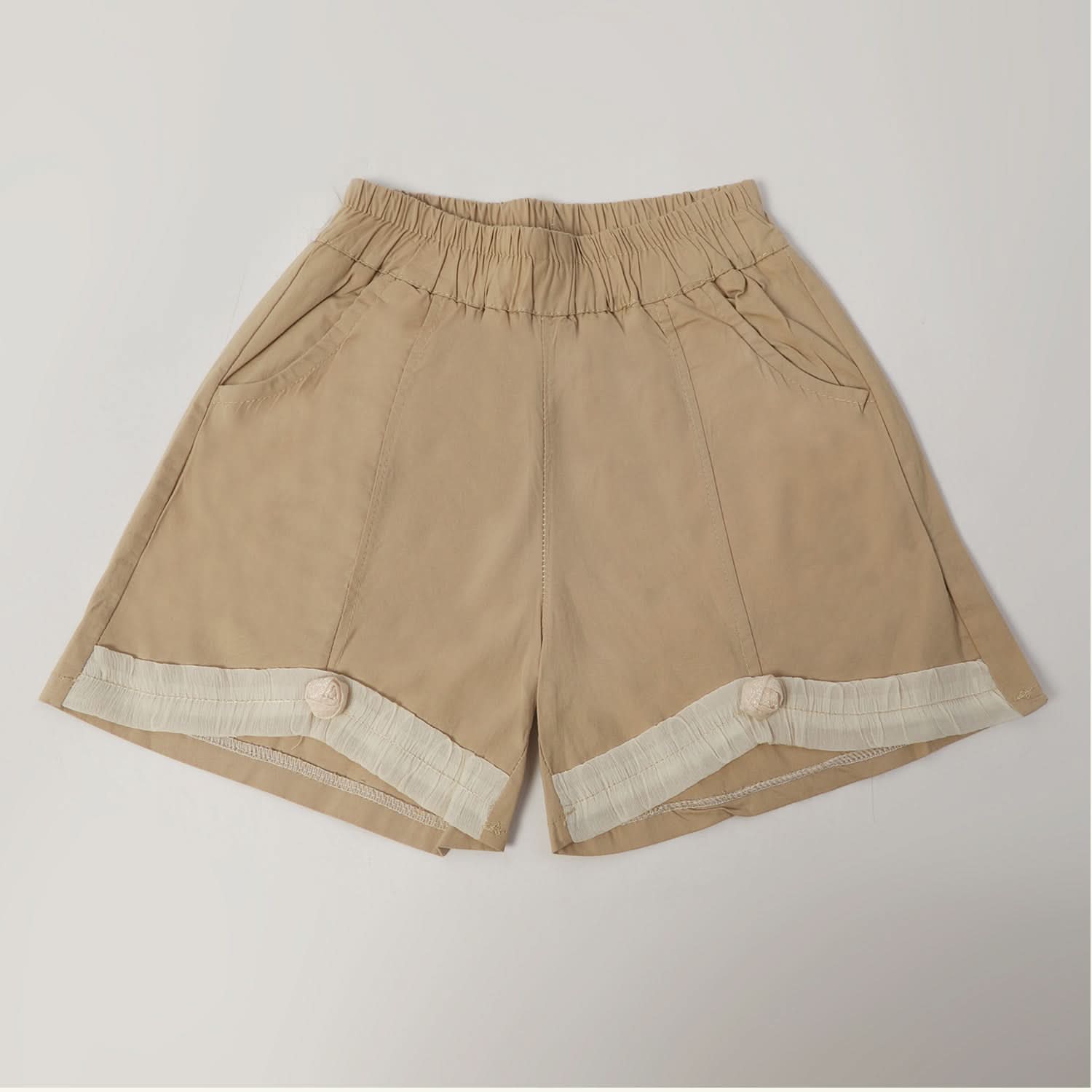 Girls Cotton Shorts - Khaki, Girls Shorts Skirts, Chase Value, Chase Value