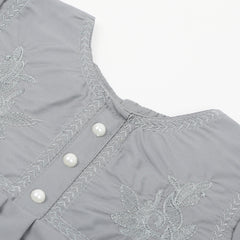 Girls Embroidered Frock - Grey