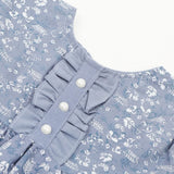 Girls Printed Frock - Steel Blue, Girls Frocks, Chase Value, Chase Value