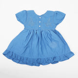 Girls Embroidered Frock - Steel Blue, Girls Frocks, Chase Value, Chase Value