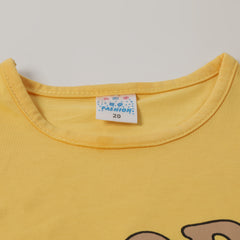Girls Tight Half Sleeves Suit - Yellow