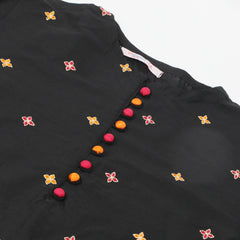 Girls Embroidered Shalwar Suit - Black