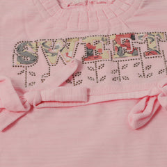 Girls Half Sleeves Skirt Suit - Pink